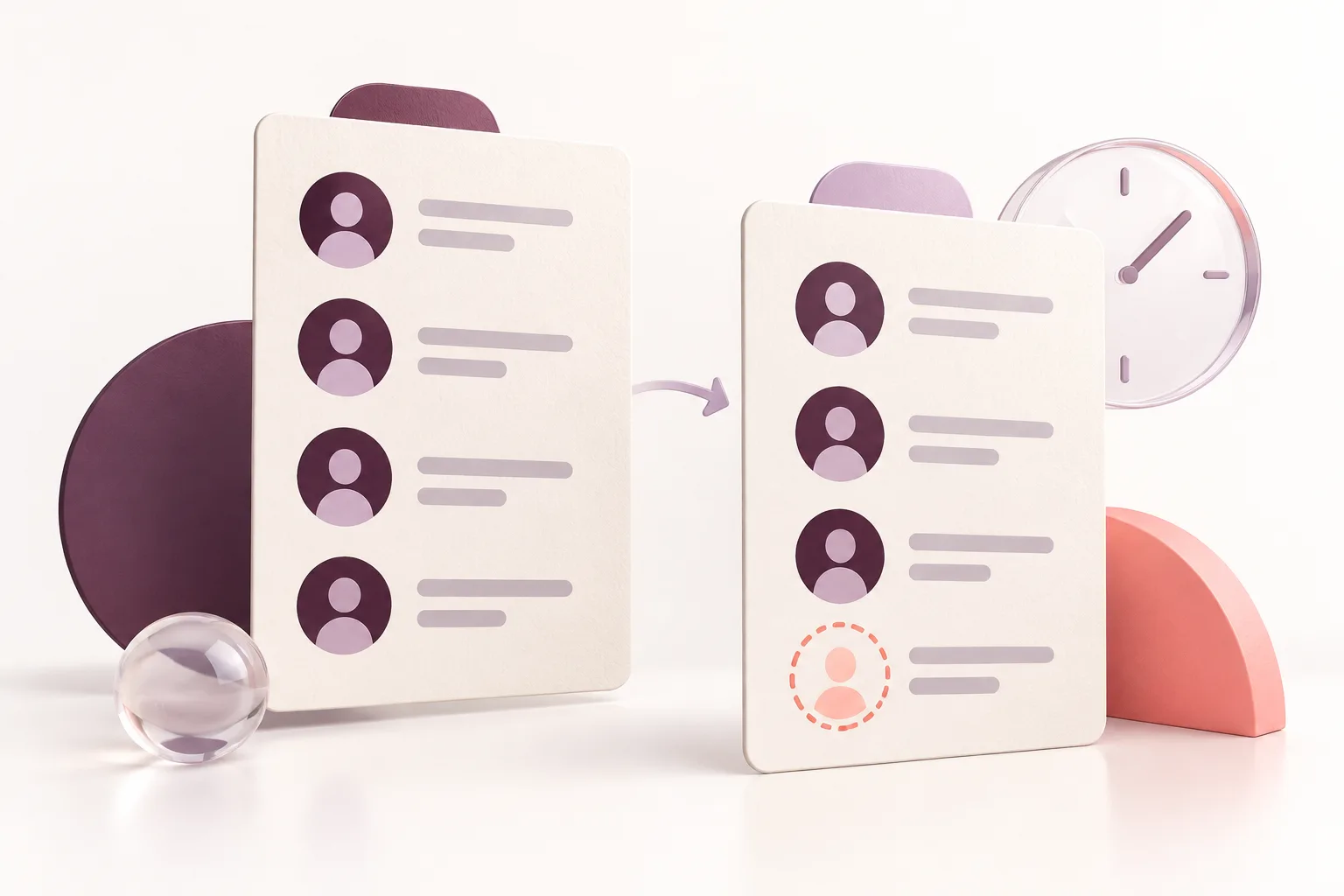 Conceptual illustration of a missing follower between two snapshots