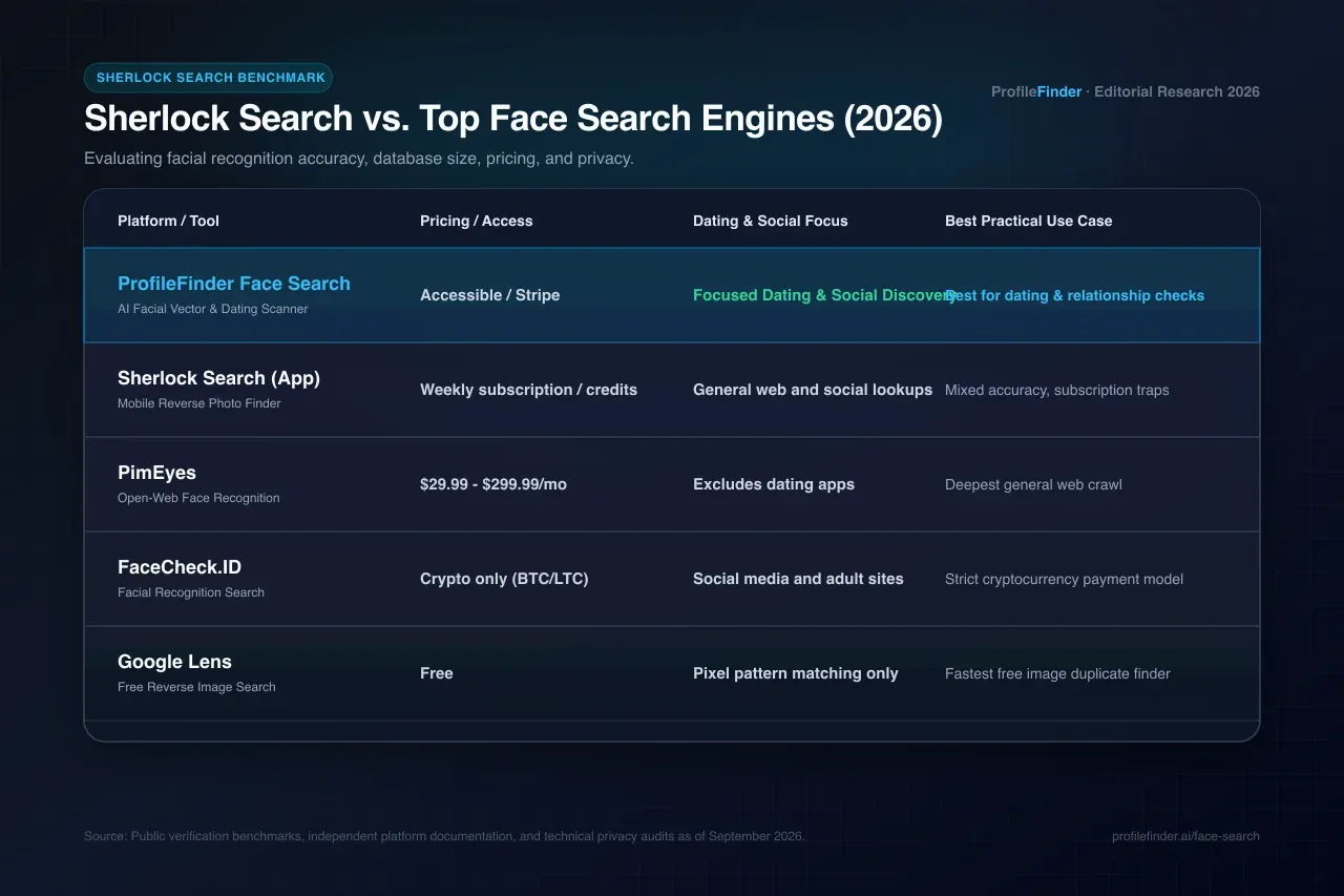 Sherlock Search alternatives rating matrix